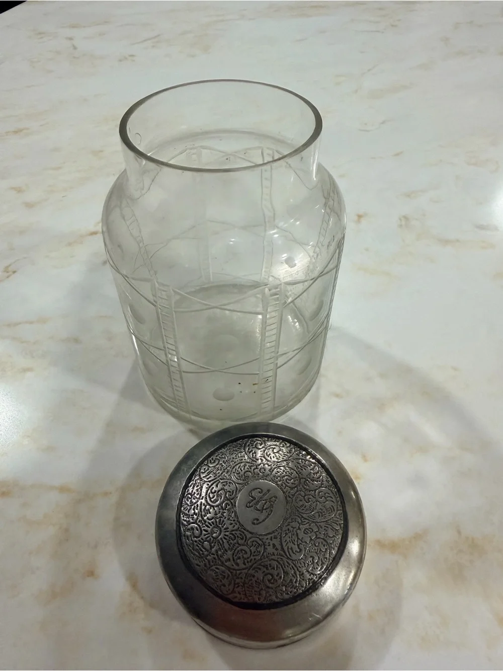 Clear Glass Storage Jar with Silver Lid - Home Kitchen